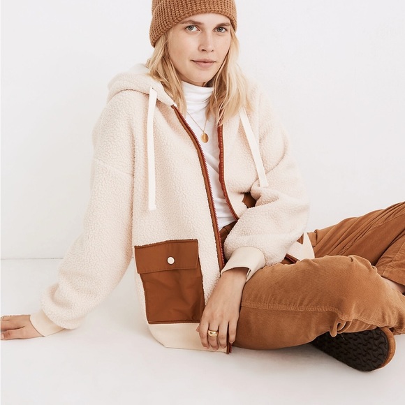 Madewell (Re)sourced Fleece Hooded Zip Jacket Size M NWD $128 NB514 - Picture 5 of 8